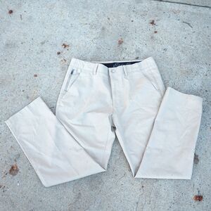 Eddie Bauer Men’s Chinos 35x32 Beige Stretch Pants Casual Straight Zip Pocket